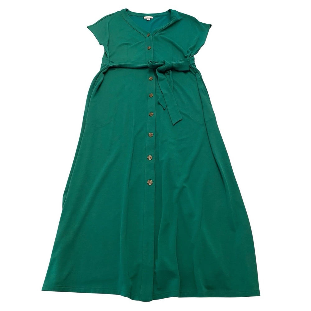 J. Jill Emerald Green Long Sleeve Button-Front Maxi Dress M Tall